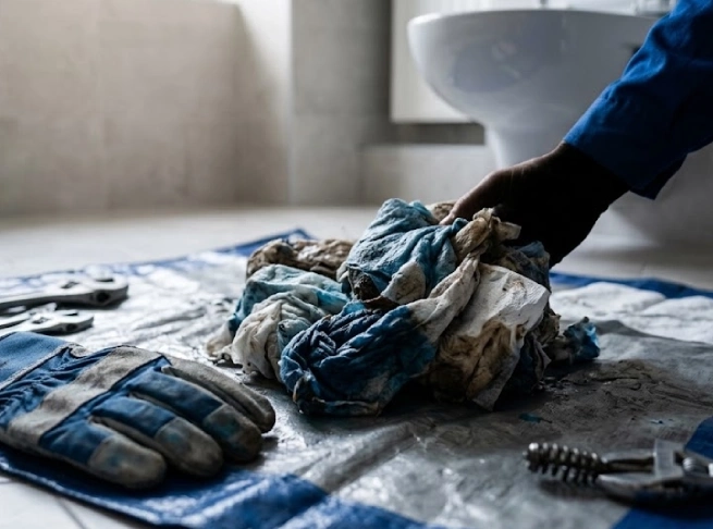 Amas de lingettes retiré lors d'un débouchage de WC à Albertville